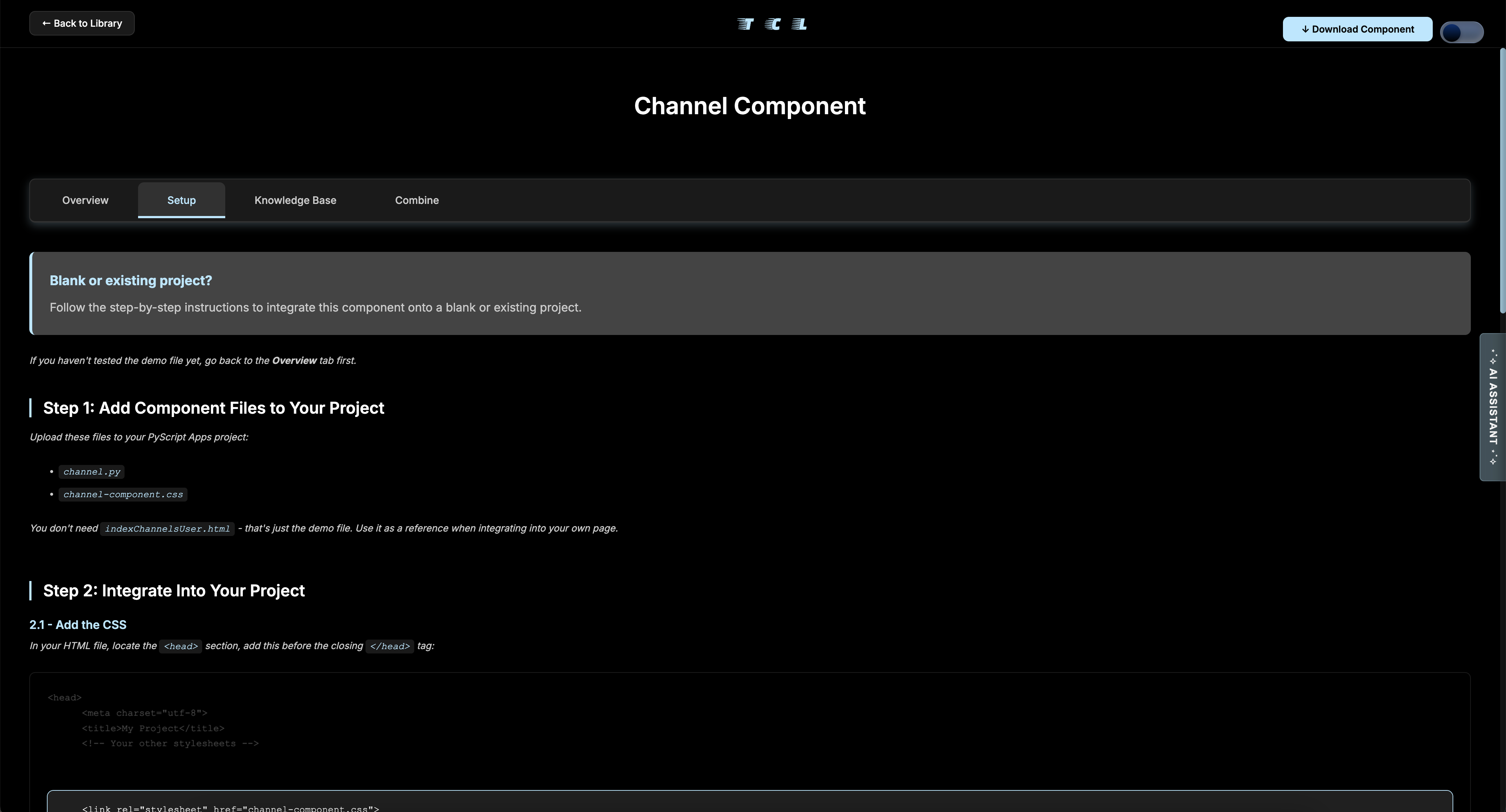Dev tab setup